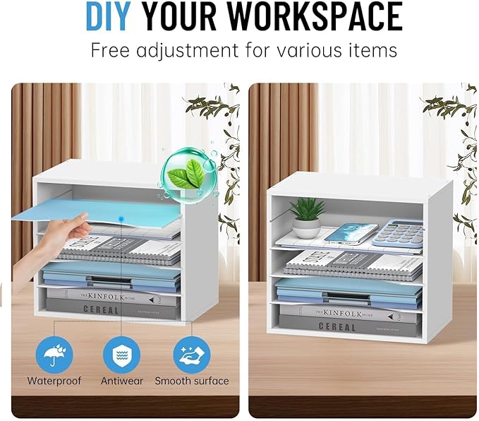 SHARKWOODS 5-Tier Wood Desk Organizer, Paper Tray Organizer - Image 4