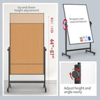 Double-Sided Corkboard Whiteboard, 32 x 48 Inches Dry Erase Board on Wheels - Image 3