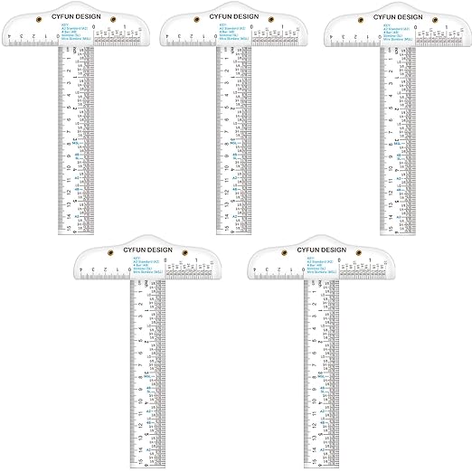6 Inches Acrylic Clear T-Square Ruler, 5 Pack, T Square Ruler, Transparent by CYFUNDESIGN