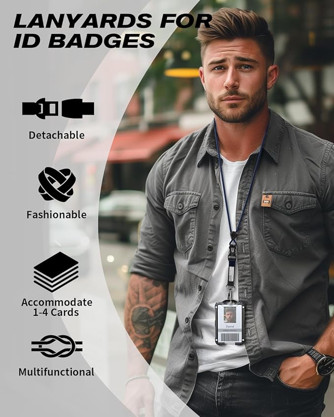 LIUGX Badge Holder with Heavy Duty Breakaway Lanyard, Carbon Fiber-Texture - Image 3