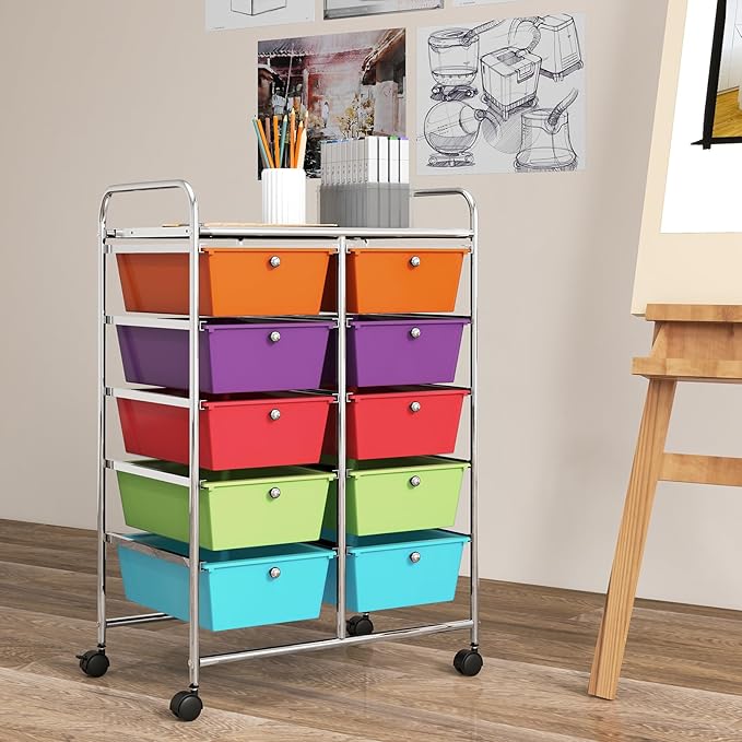 GOFLAME 10-Drawer Rolling Storage Cart, Art Craft Storage Organizer on Wheels - Image 2