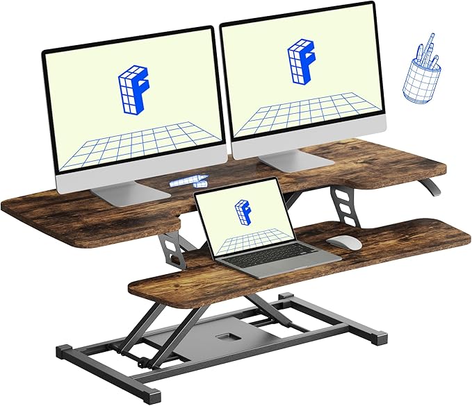 FLEXISPOT FLXISPOT 42-inch Standing Desk Converter, Sit to Stand Dual Monitor by FlexiSpot