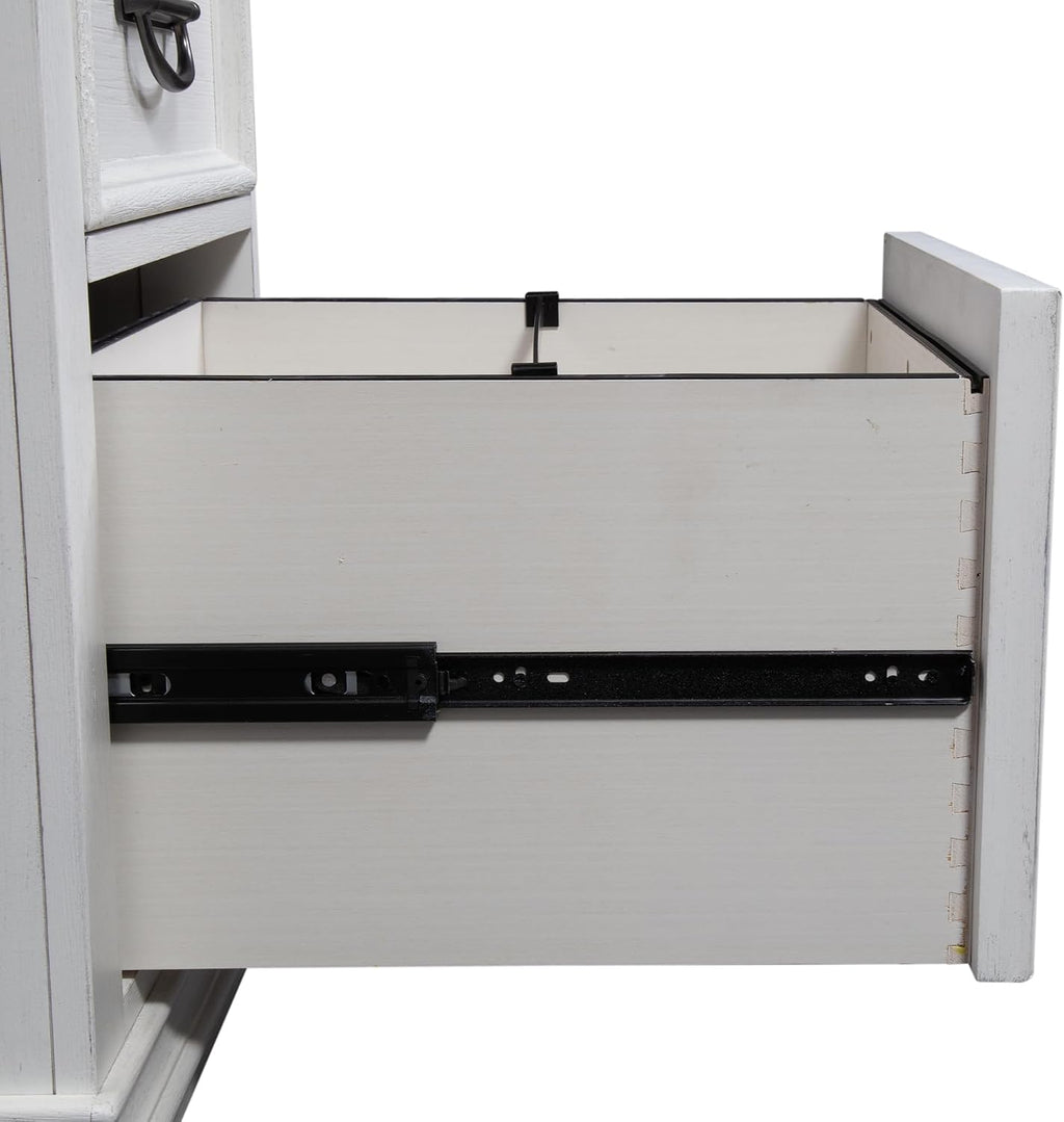 Liberty Furniture Allyson Park Opt L Shaped Desk Set with Locking File Drawer Cottage Home Office Storage - Wirebrushed White, Charcoal Tops Oak Wood