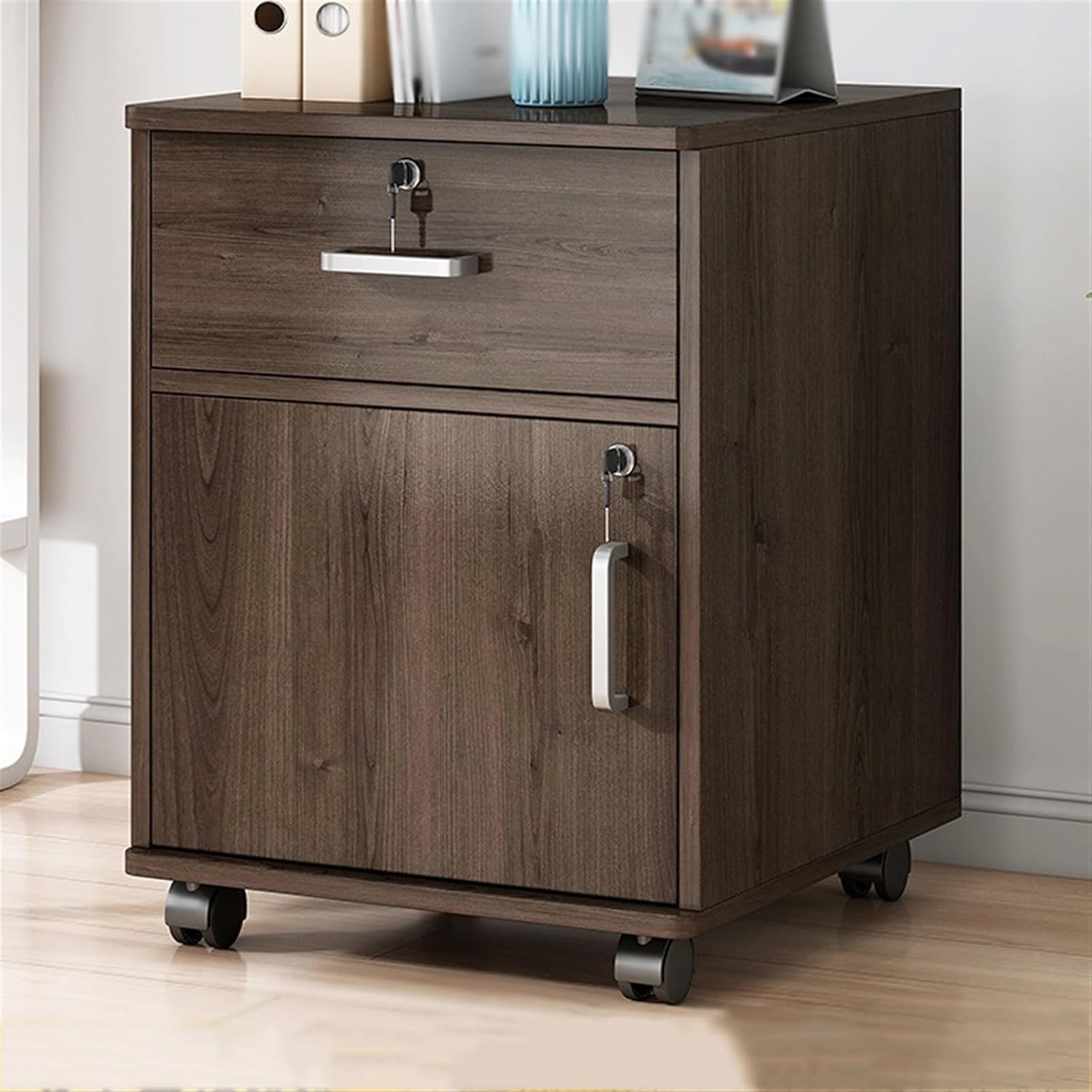 Cabinet File Cabinet Office File Cabinet, a wooden drawer with one door, storage cabinet, filing cabinet with lock, storage wheel, small sliding side cabinet Archivad