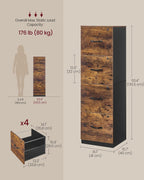 vasagle 4 drawer file cabinet with locks, for, close-up detail