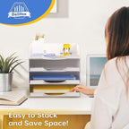 4 Pack Stackable Paper Trays for Letter Documents, Desktop File Organizers for - Image 5