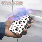 BWEGRHE Slim Credit Card Holder, Cute Dog Paw Prints RFID Blocking Metal Wallet - Image 3