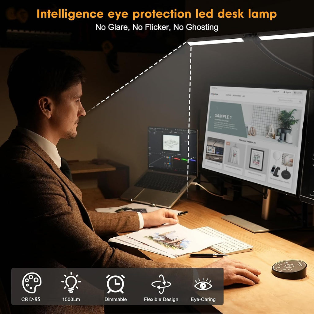 pzloz led desk lamp for office home, side view