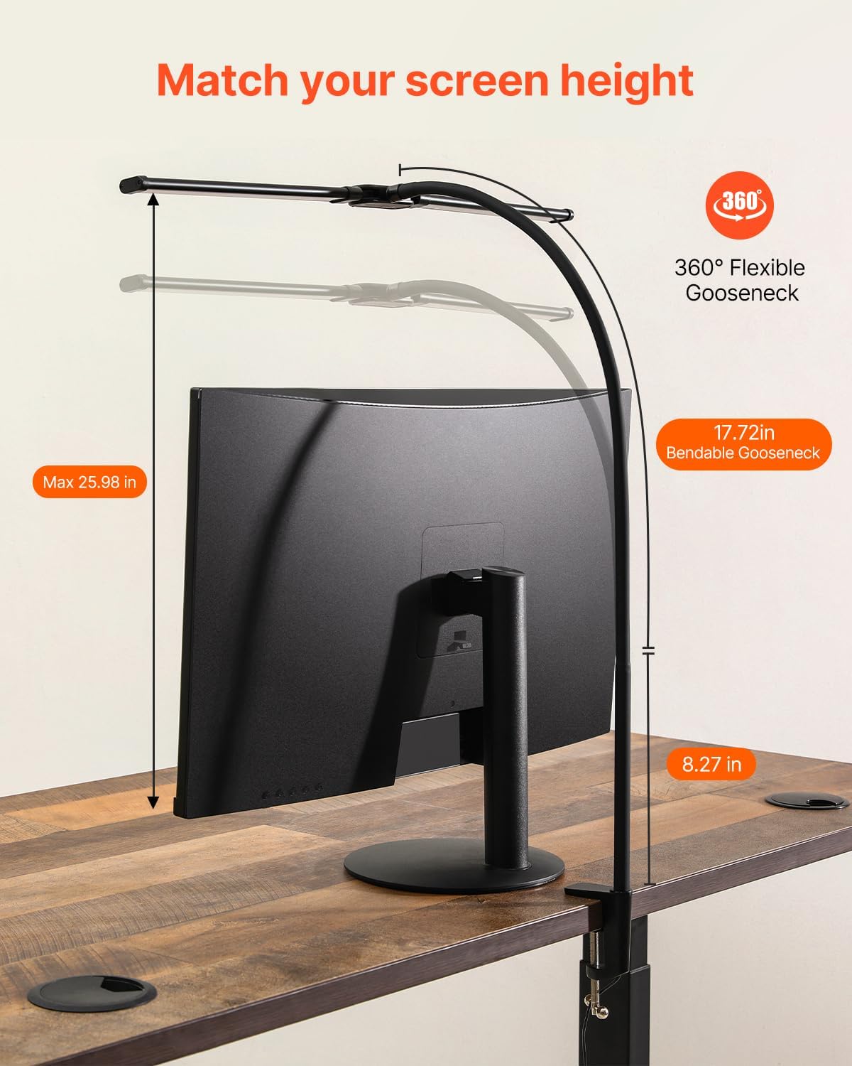 VEVOR LED Desk Lamp with Clamp, Double Head Architect Desk Lamp for Home Offi...