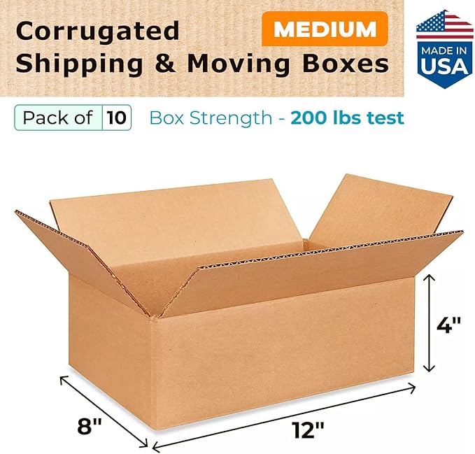 Medium Moving & Shipping Boxes 12x8x4 inches - Image 2