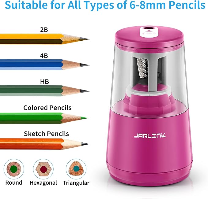 JARLINK Electric Pencil Sharpener, Heavy-Duty Helical Blade to Fast Sharpen - Image 4