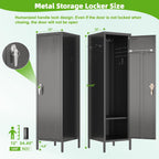 54" H Lockable Metal Storage Lockers with, Steel Locker Cabinet with Metal Hooks and 1 Adjustable Shelf for Home, School,Office, Assembly Required, Black