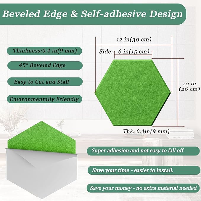 Hexagonal Acoustic Panels-12 Pack High-Density Sound Absorbing Panels - Image 4