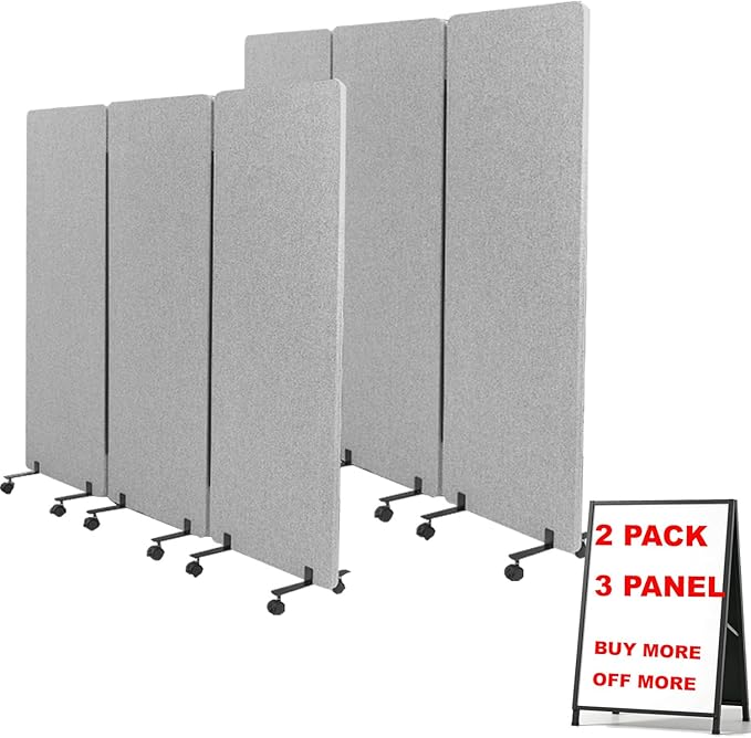 Soundproof Room Divider W/Wheels, 66in Office Dividers by YASRKML