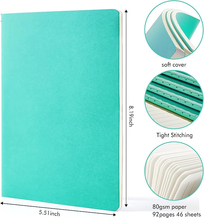 feela 8 Pack Soft Cover Journal Bulk, Notebooks College Ruled - Image 2
