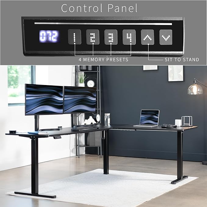 VIVO Electric Corner 84 x 63 inch L-Shaped Standing Desk, Memory Height - Image 5