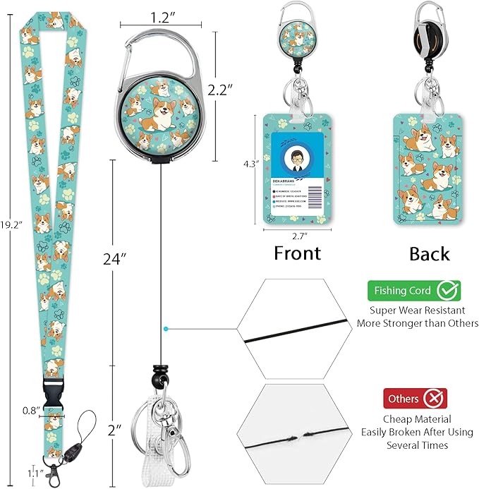 Giancomics Cute Corgi Lanyards for Id Badges, ID Badge Holder - Image 5
