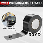 SWRT 9 Mil 24-Pack Black Heavy Duty Duct Tape Strong Adhesive, 2 in x 30 YD - Image 2