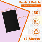 Guakicae 60 Sheets Black Cardstock 4 x 6 Printer Paper, 300gsm/110lb - Image 2