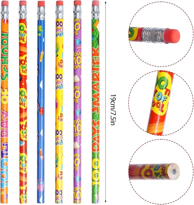 Rbenxia 48PCS 100th Days Wooden Pencils - Image 2