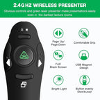 Rechargeable Presentation Clicker Wireless Presenter Remote USB Control - Image 2