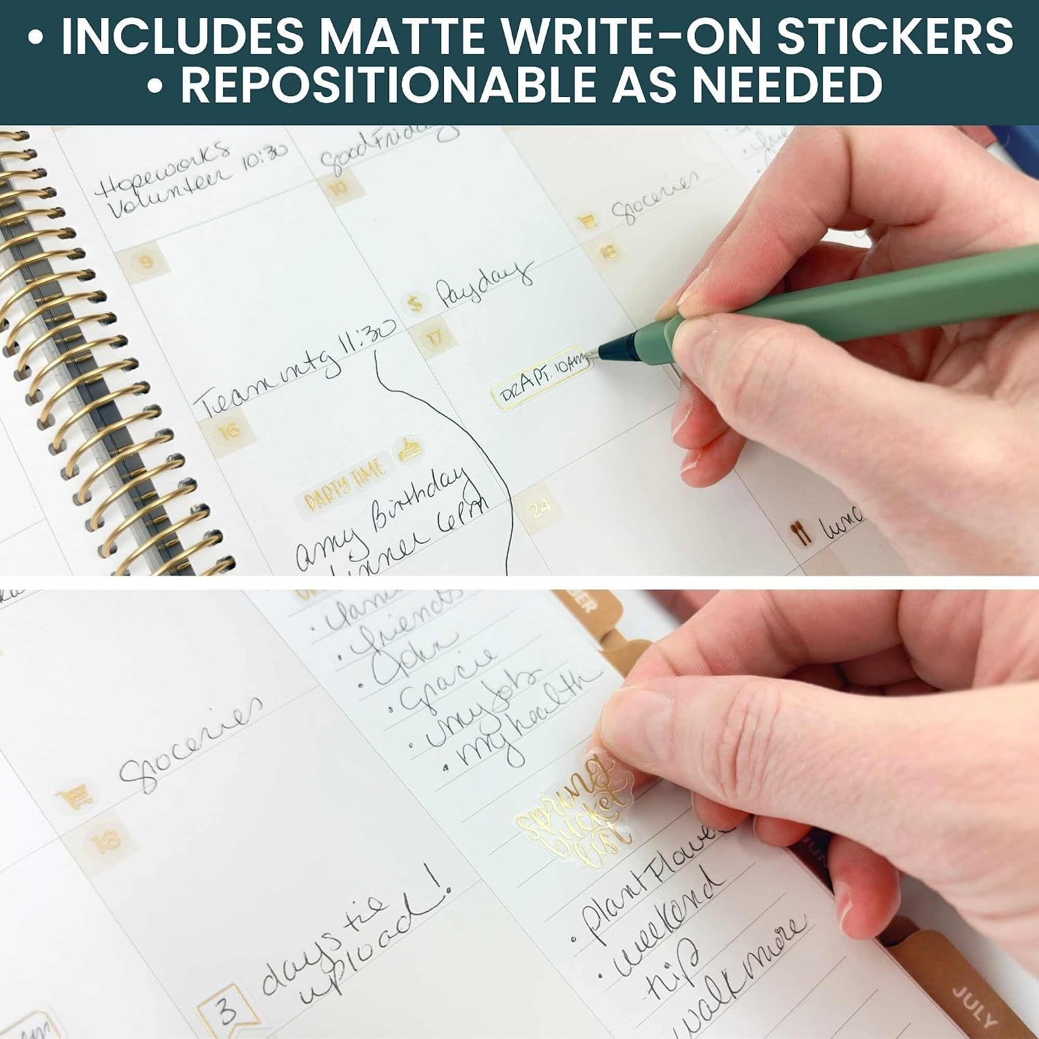 bloom daily planners Metallic Calendar Essentials Planner Stickers - 8 Sheets, 1629 Stickers Per Pack! - Aesthetic Monthly Headings, Dates, Icons, Etc. - Gold Foil