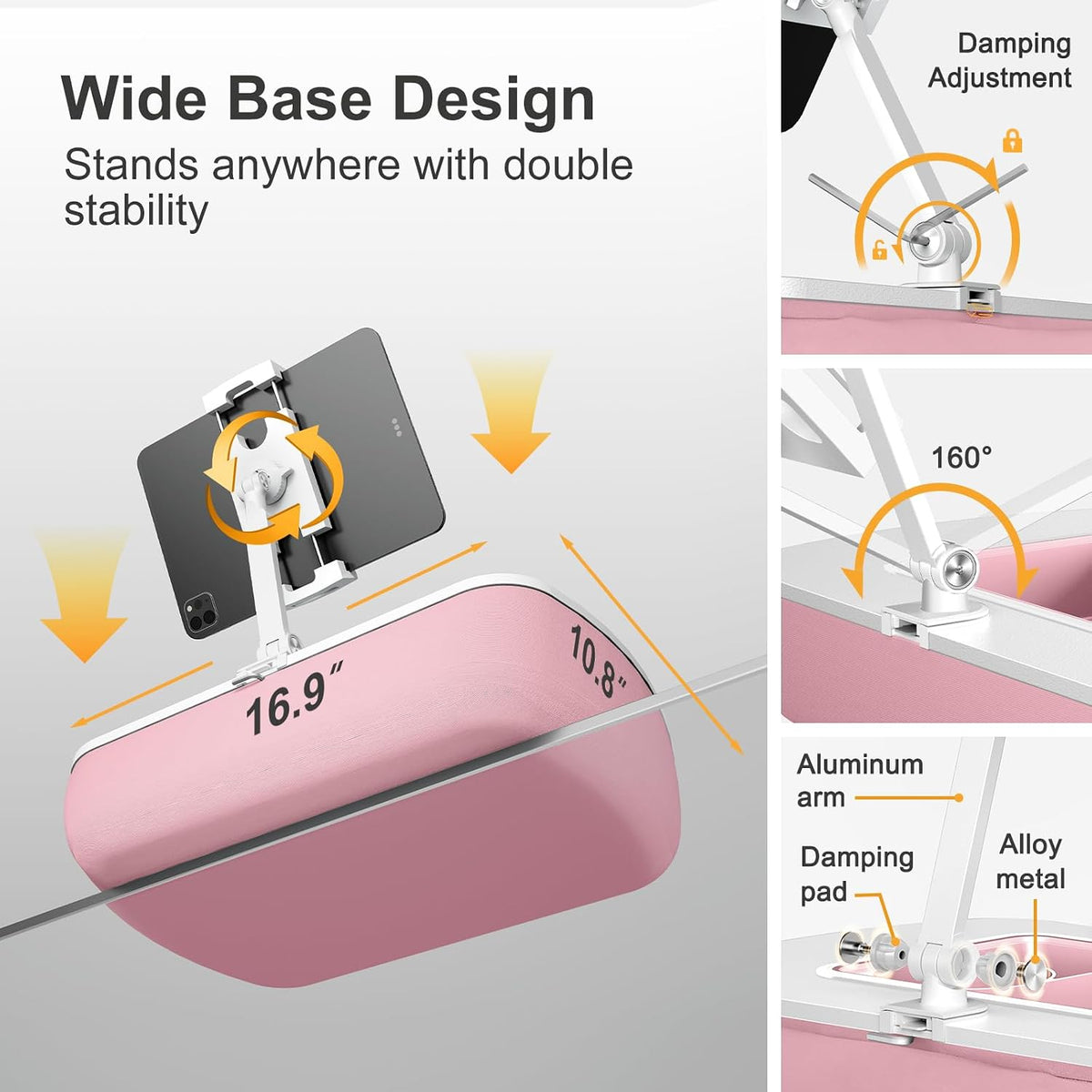 ERGONOV Tablet Pillow Stand for Lap with Snack Bowl and 360° Rotating Arm