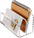 SANRUI Acrylic Mail Sorter Desktop Organizer Holder, 2 Compartments Clear Small by SANRUI