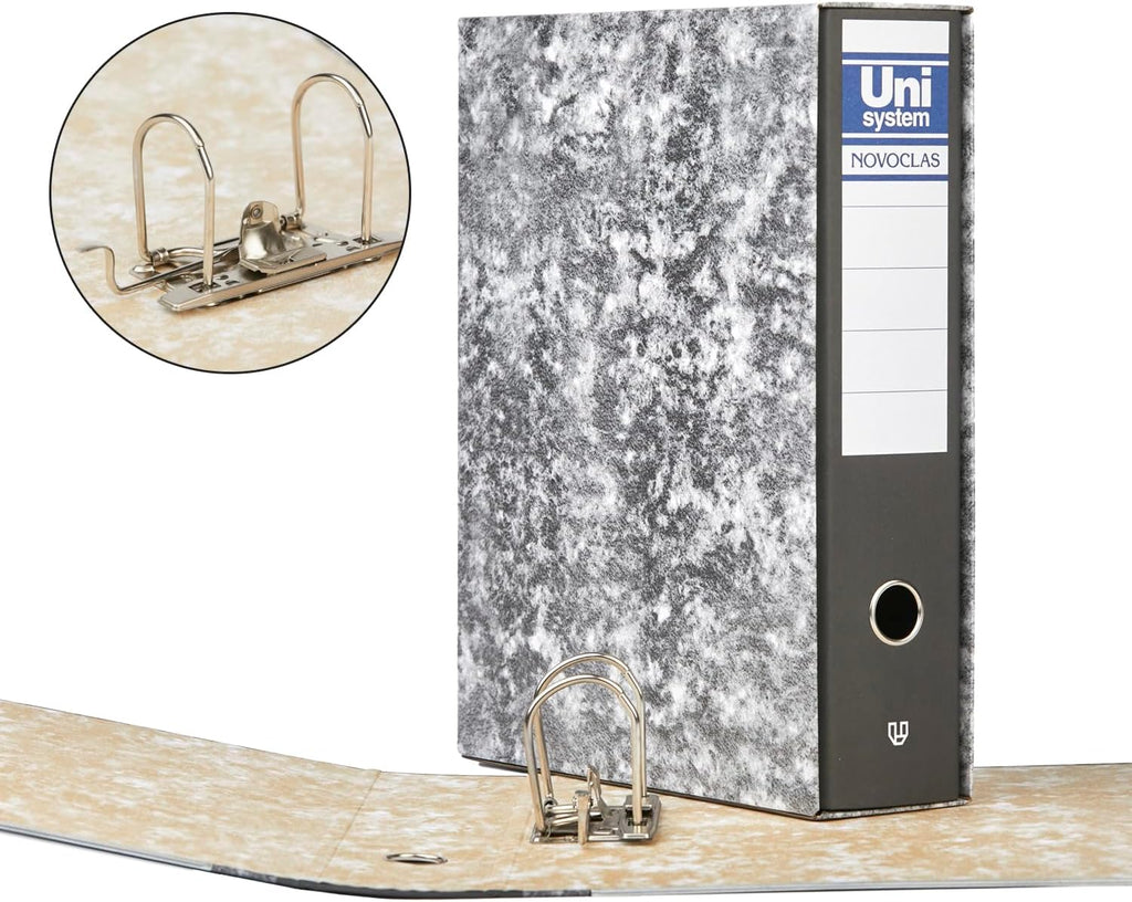 Unipapel | File Cabinet with Lever and Box | Folio Size | 65 mm Nickel Plated Rings | Ollao Front | Long Corner | 35 x 29 x 7.5 cm | Lined Cardboard | Heather | Unisystem Novoclas | FSC Certified