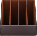 KINGFOM 4-Slot Wood Leather Document Files Holder Rack Stand Desk Files - Image 4