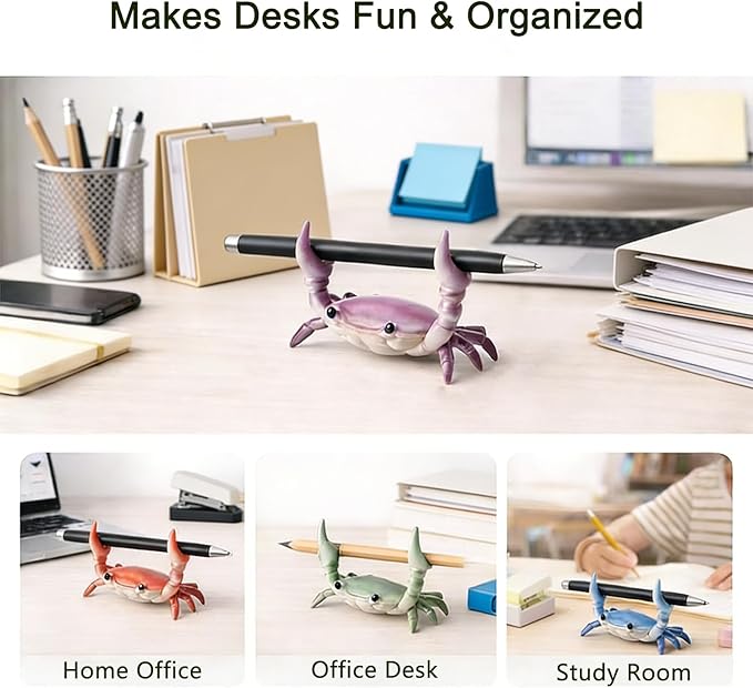 Desk Crab Pen Holder, Cute Weightlifting Crab Pencil Holder - Image 2