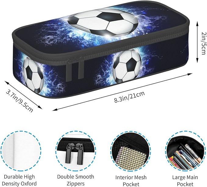 SNAPMADE Soccer Ball Pencil Box Sports Pencil Case - Image 3
