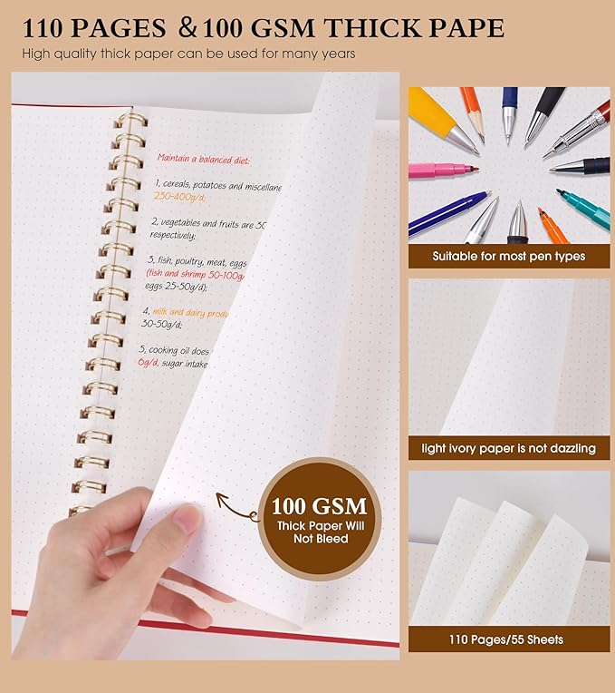 UEBZFOCS Dotted Notebook, Spiral Notebook Journal 8.5” x 11”, A4 Large Dot Grid - Image 4