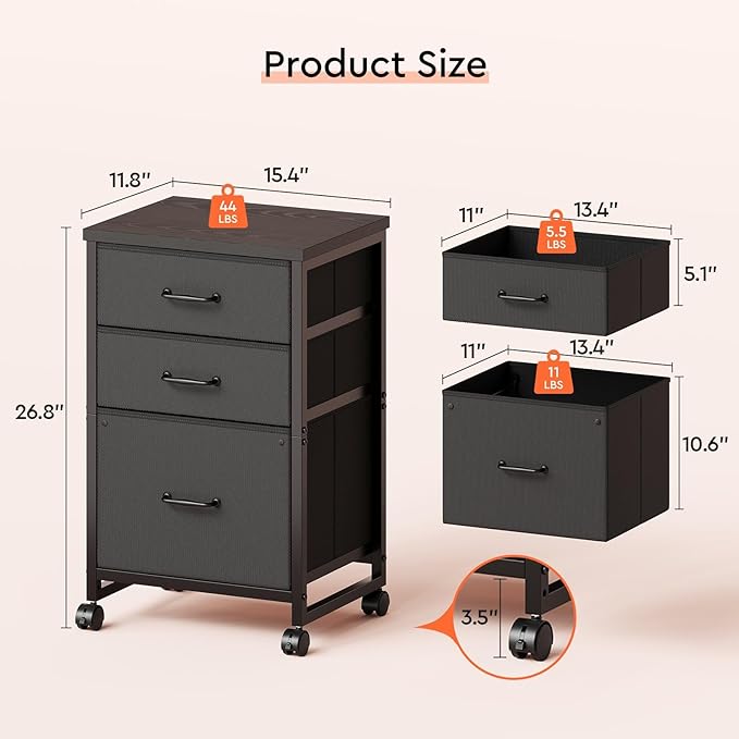 Maihail 3 Drawer Mobile File Cabinet - Image 3