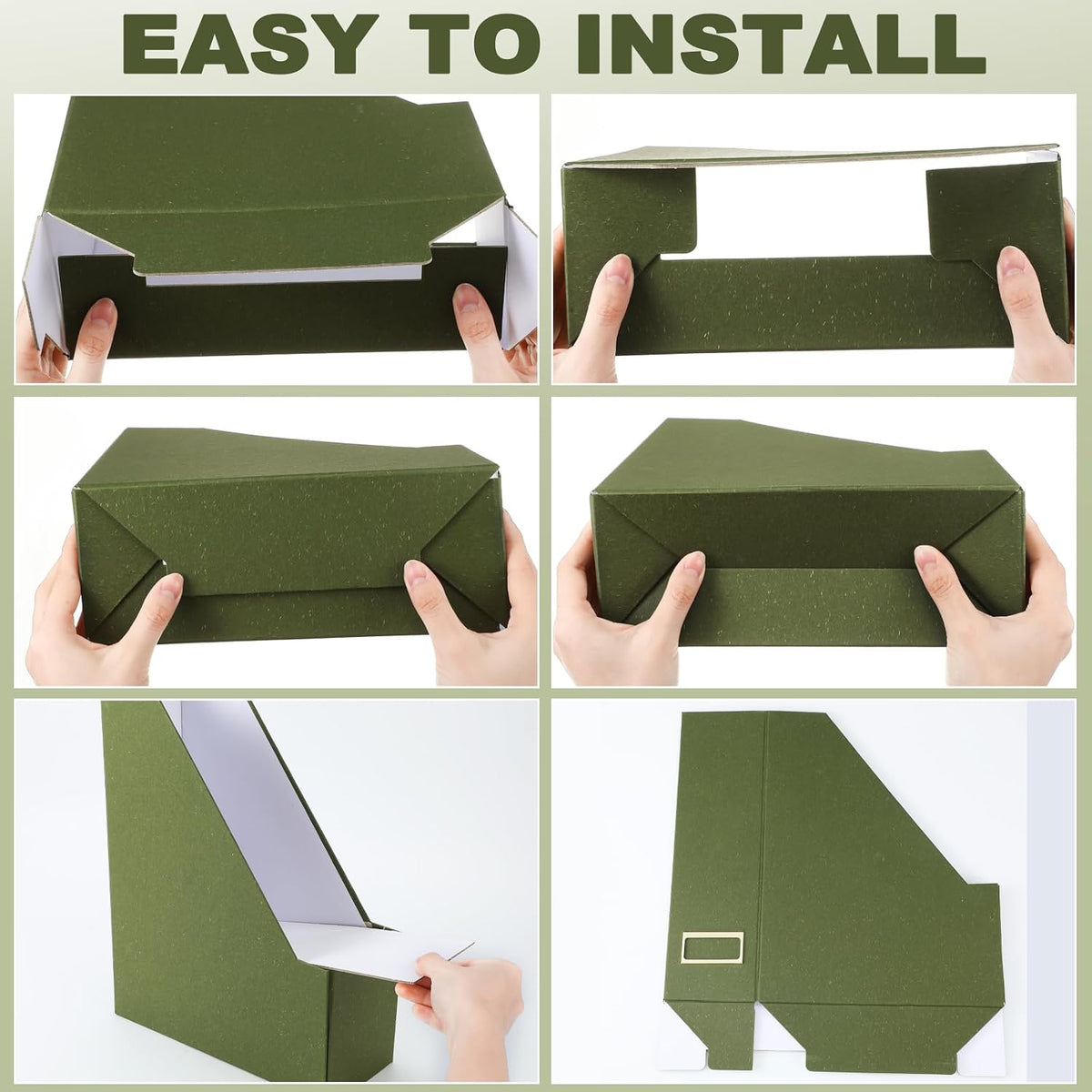 Gueevin Set of 6 Magazine File Holders, Sturdy Cardboard Desk Magazine Organi...