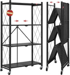 deanic 4 tier foldable storage shelves with wheels, main product view