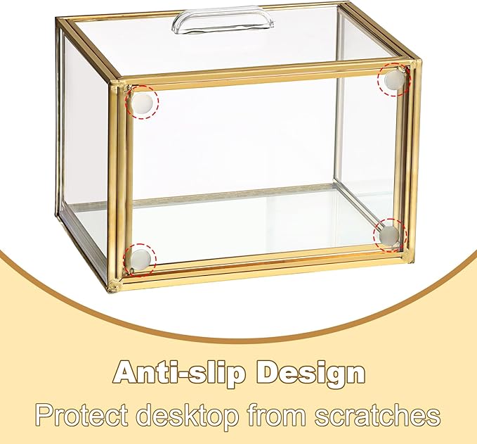 BTSKY Golden Glass Index Card Organizer Box, 3x5 Inch Index Cards Holder - Image 5