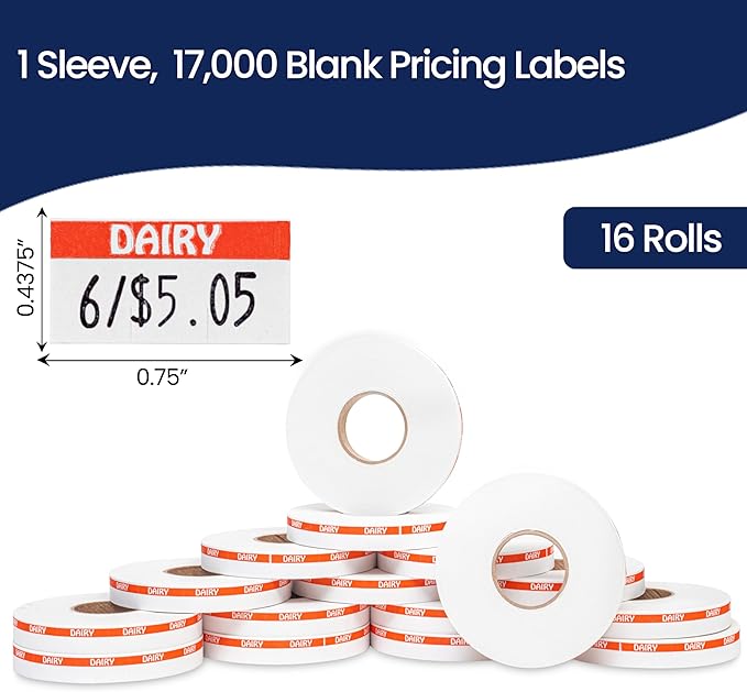 Perco Orange Reverse Print on White Dairy Labels to fit Monarch 1110 Price Gun - Image 3
