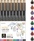 huesamhi 005 Micro Pen, 8 Colors Waterproof Ink, FineLiner Pens by Unknown