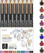 huesamhi 005 Micro Pen, 8 Colors Waterproof Ink, FineLiner Pens by Unknown