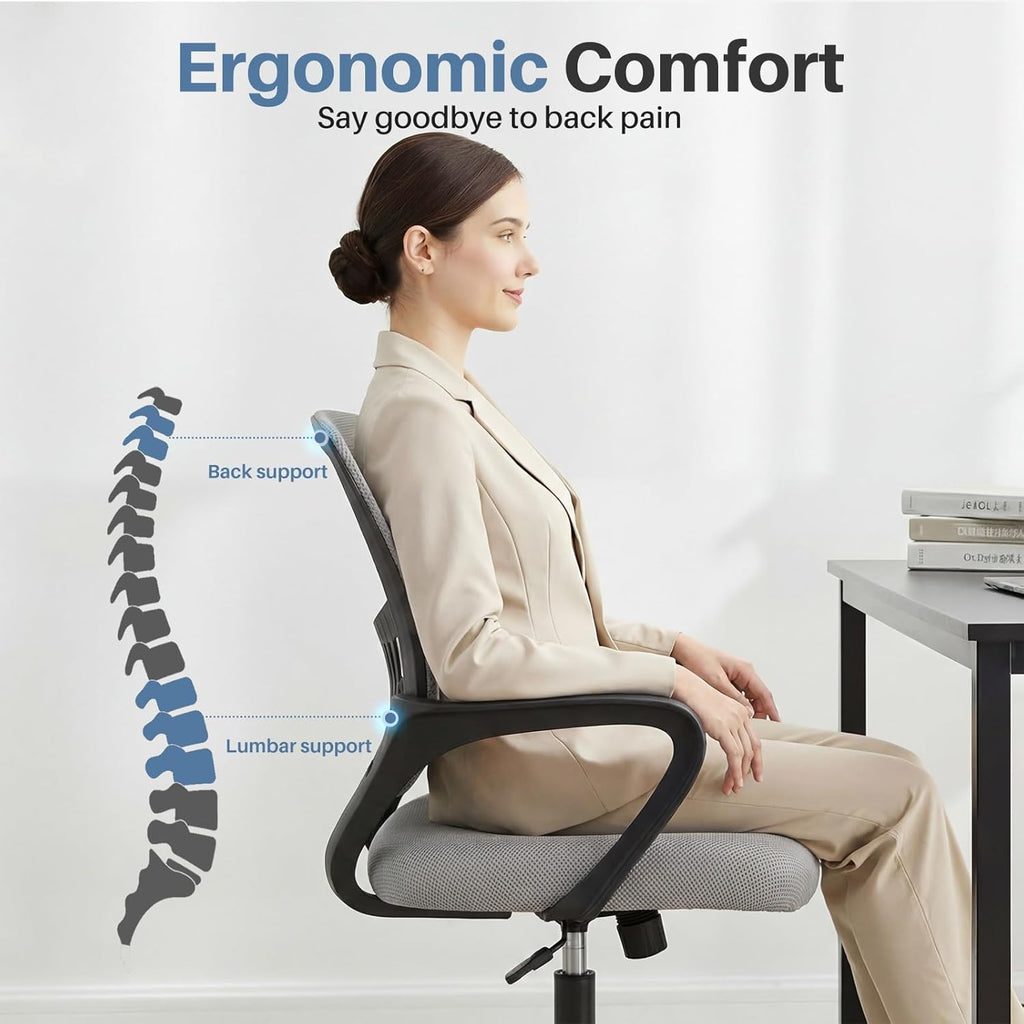 dumos home office chair, ergonomic lumbar support desk, side view