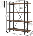 4 Tier Bookshelf Solid Wood Bookcase and Book Shelves Wood and Metal Shelving - Image 2
