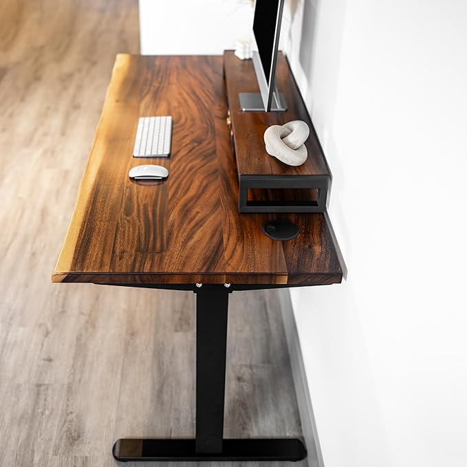 Standing Desk with Monitor Stand – Walnut Solid Wood Desk, Natural Live Edge - Image 2