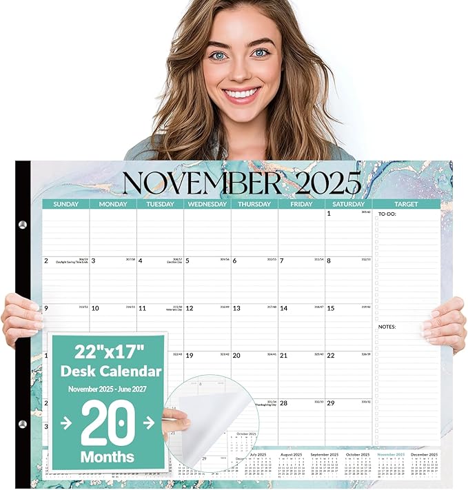 Forvencer 22" x 17" Large Desk Calendar 2026, 20 Months Calendar Runs from by Forvencer