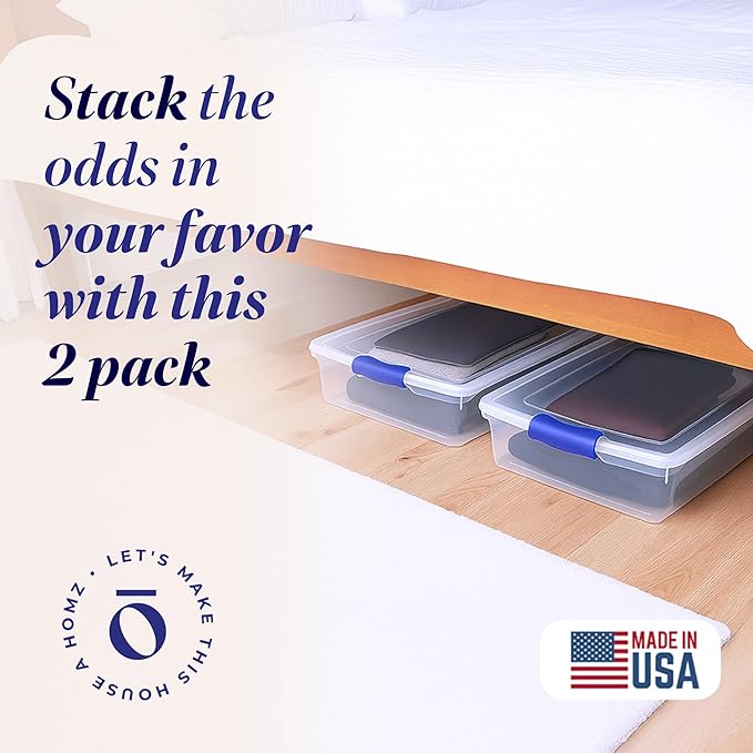 HOMZ 2-Pack Under Bed Storage, 60 Quart, and Towels - Image 2