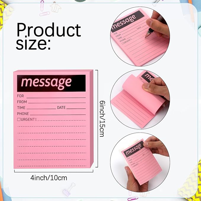 Phone Message Sticky Notes Phone Memo Pads, 6 Pads Lined Sticky Notes Pads - Image 2