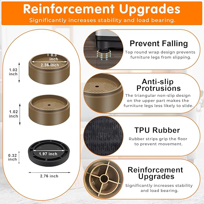 Furniture Risers Bed Risers Heavy Duty 1 inch, 2 inch, 3 inch, 4 inch Round - Image 3