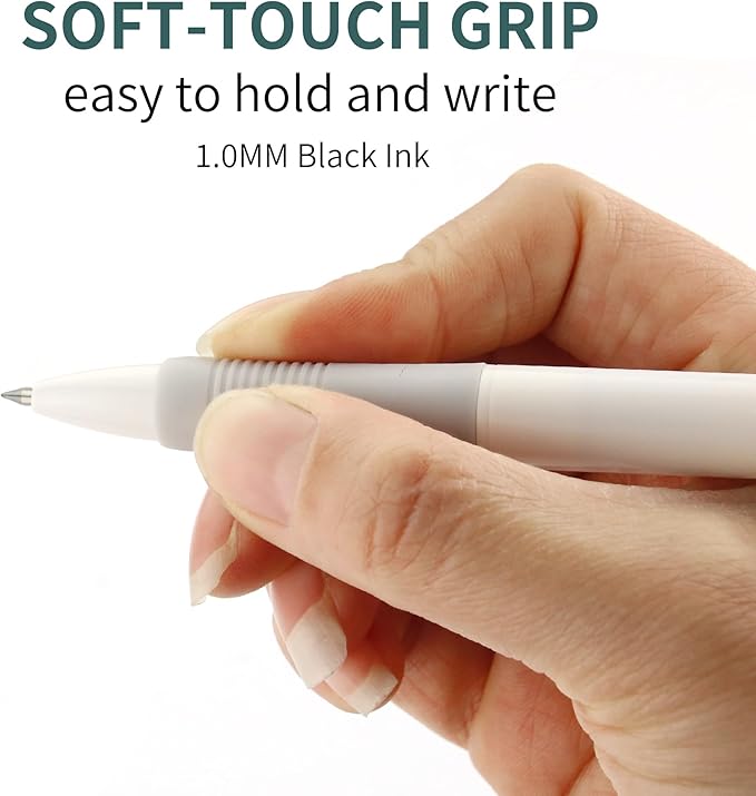 deegtran Pens Bulk, 50 Pack No Bleed White Barrel Black Ink Click Pens - Image 3