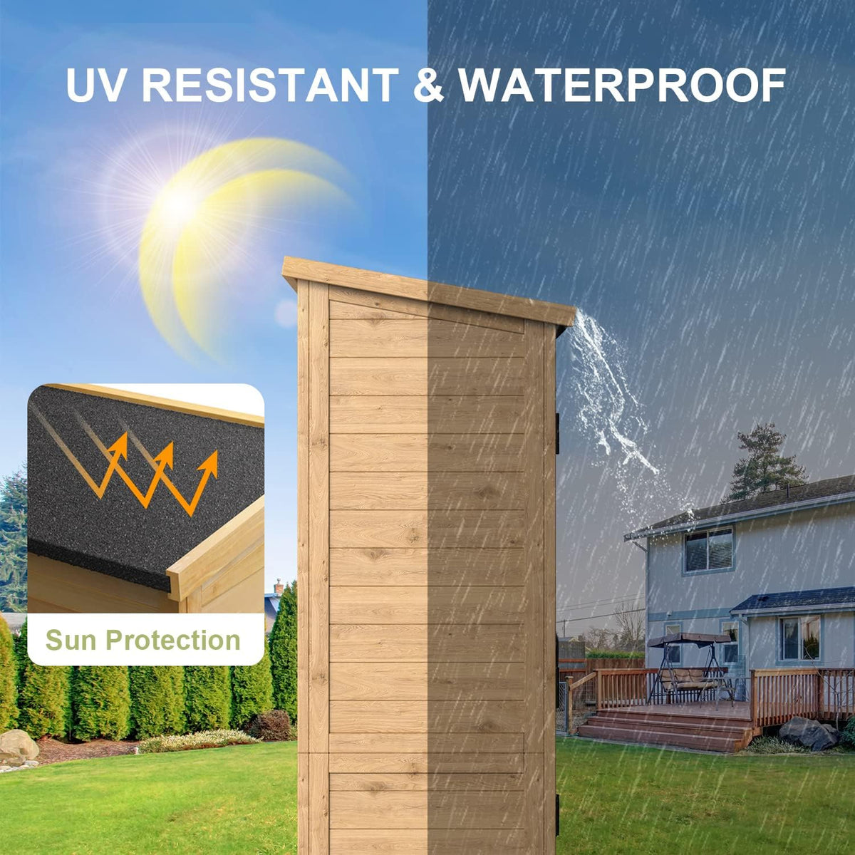 gizoon outdoor cabinet, waterproof roof, double lockable wooden, package contents