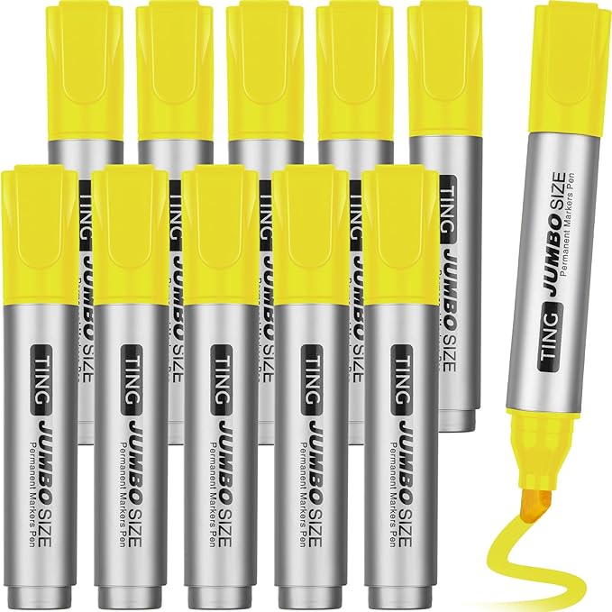 Fuutreo 10 Pack Jumbo Permanent Markers Bulk Large Chisel Tip Permanent Markers by Fuutreo